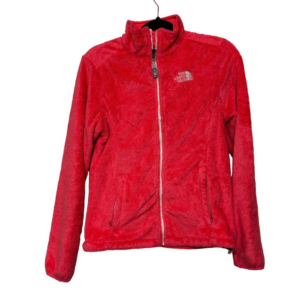 The Northface Pink Long Sleeve Zip Up Fleece Jackets Women's Small 1558
